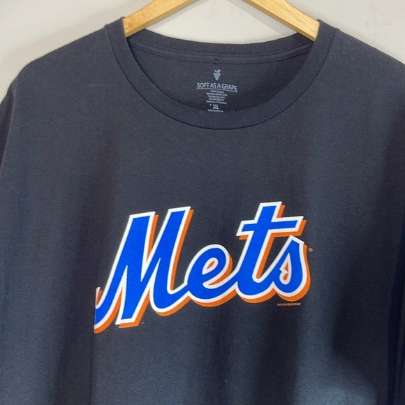Soft As A Grape Mets Logo Black T-Shirt Crewneck Short Sleeve Boxy XL - Picture 4 of 10
